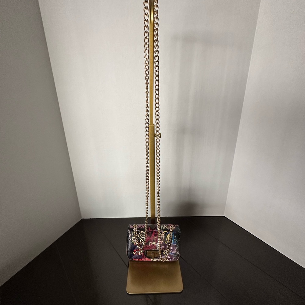 Multicolor Graffiti-Style Chain Strap Women's Bag